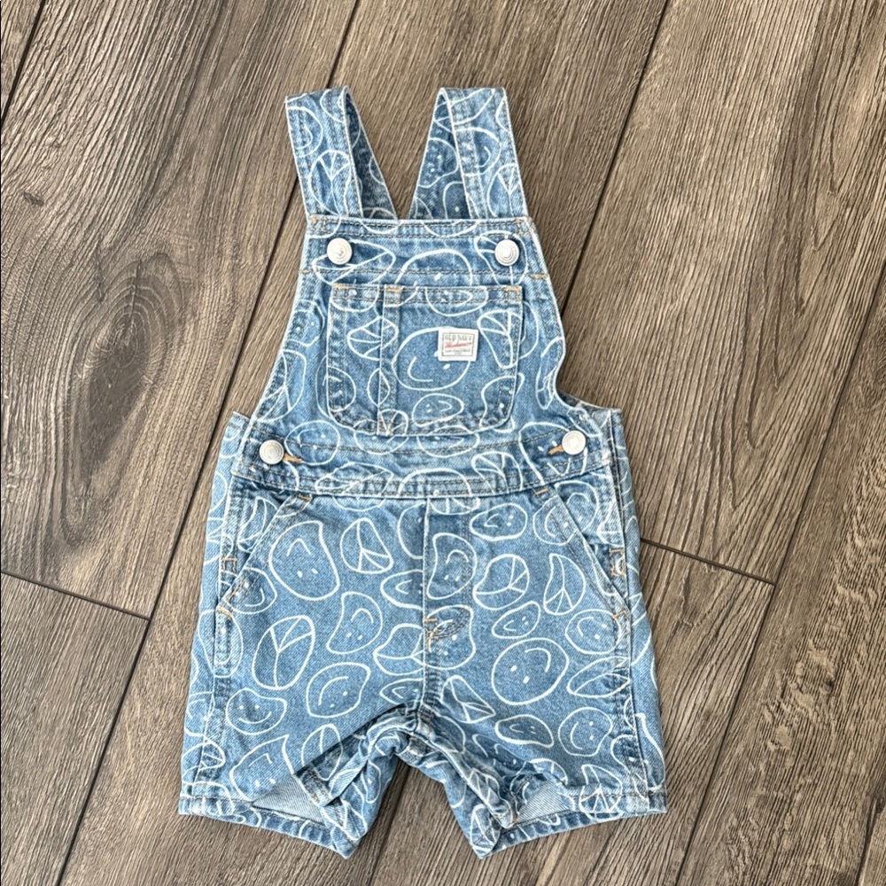 Old Navy Blue Overalls with White Patterns